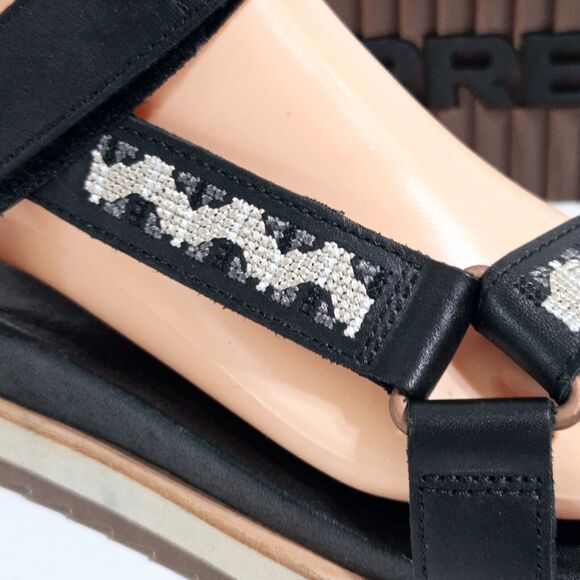 Merrell Women Size 8/39 Juno Adjustable Strap Sandals Black Leather Southwestern - Picture 2 of 8